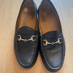 Cole Haan Men's Dark Leather Loafers with Gold Accent